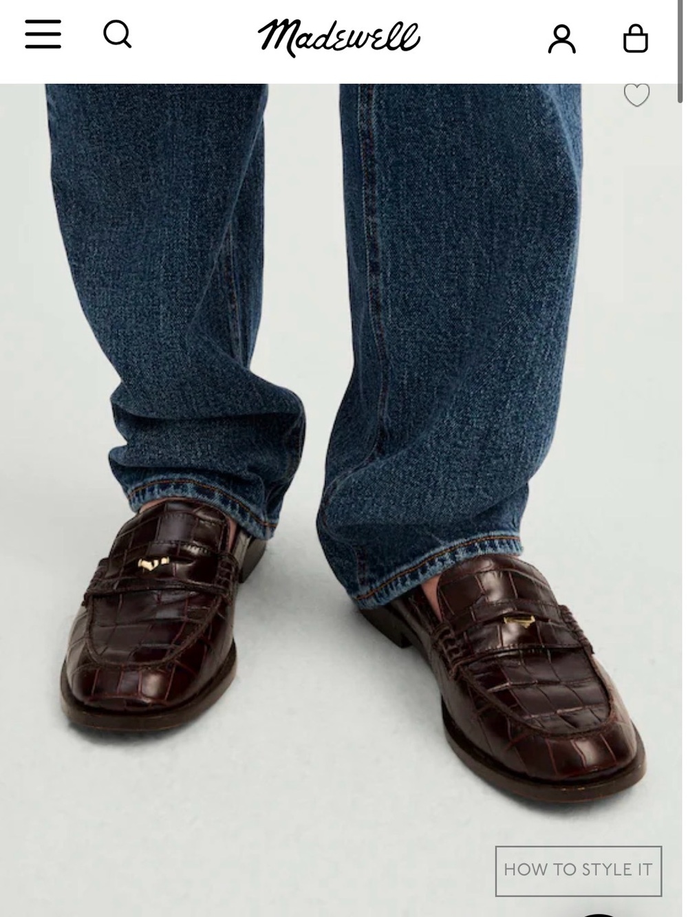 Madewell Greyson loafers in Coffee Bean Croc - pristine condition!